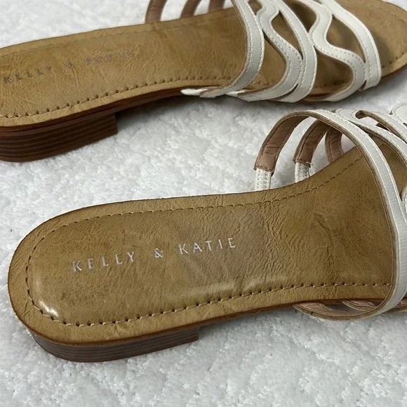 New! Kelly & Katie Kenzy white cushion slide on sandals low block heel size 10 - Picture 6 of 9